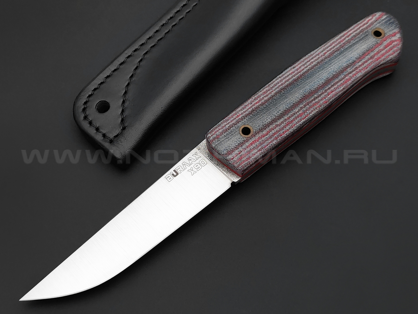 Нож Burlax BX0012 сталь X90, рукоять красно-серая микарта