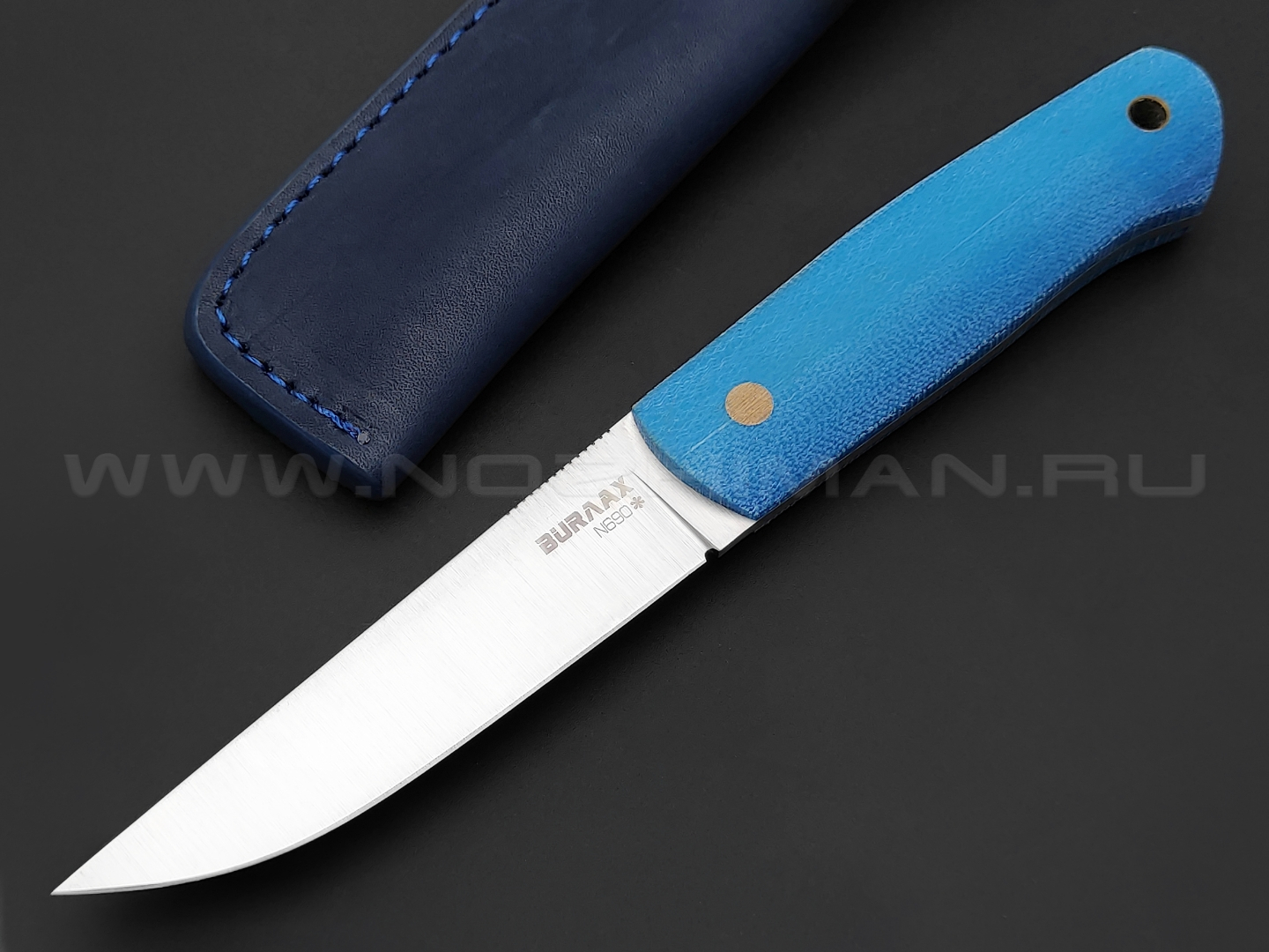 Нож Burlax BX0061 сталь N690, рукоять сине-голубая микарта