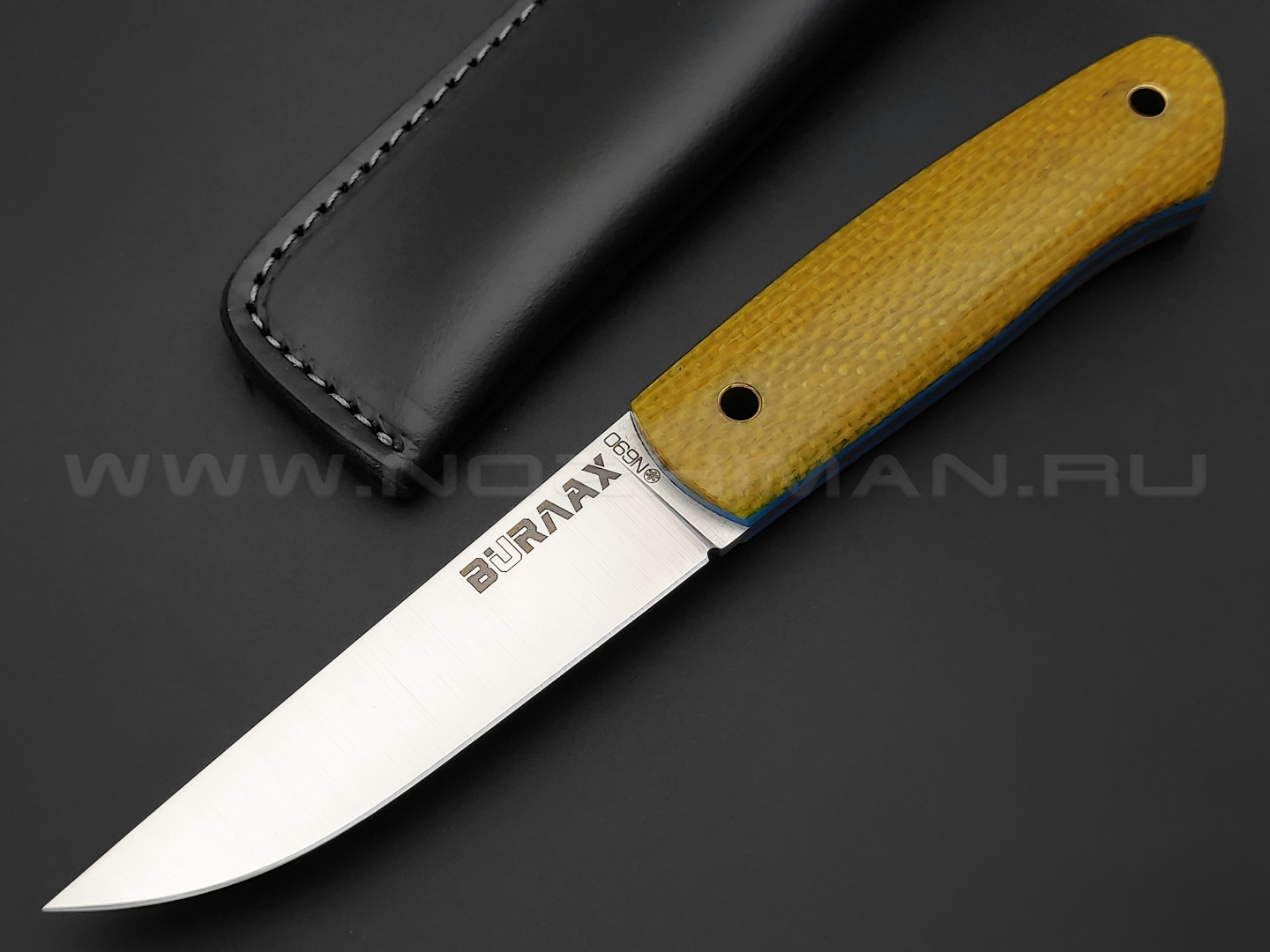 Нож Burlax BX0031 сталь N690, рукоять желтая джутовая микарта