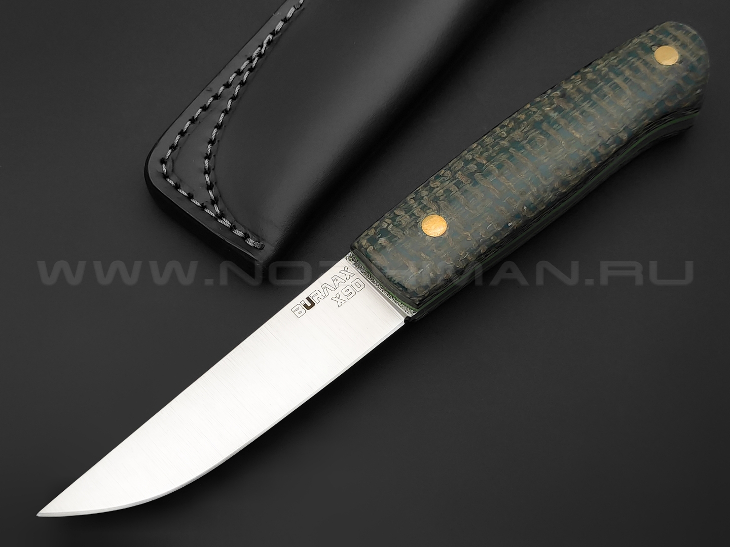 Нож Burlax BX0008 сталь X90, рукоять темно-зеленая джутовая микарта