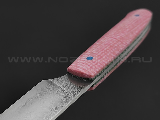 Нож Burlax универсал BX0158 сталь Urman дамаск, рукоять розовая джутовая микарта