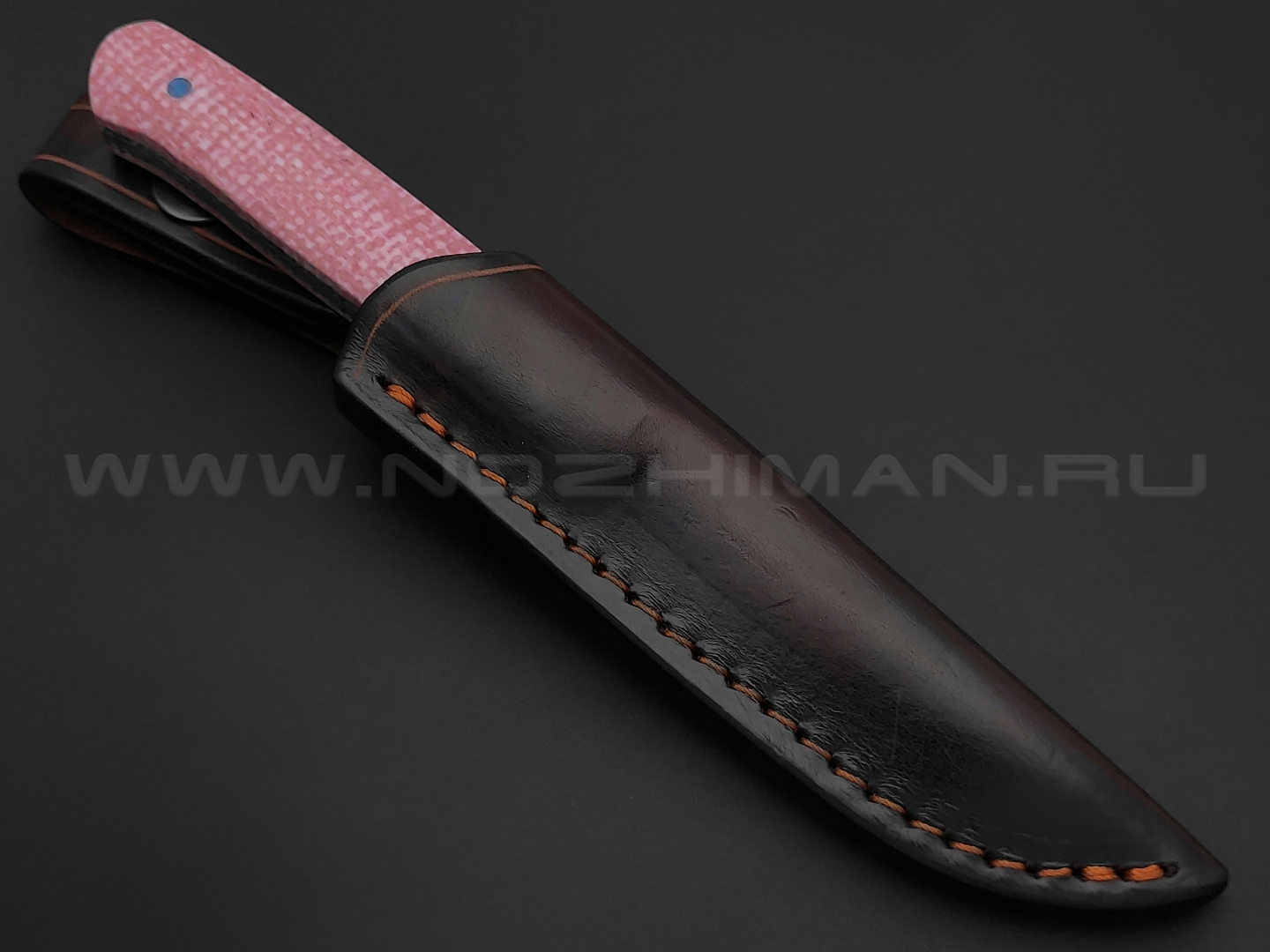 Нож Burlax универсал, сталь Urman дамаск, рукоять розовая джутовая микарта