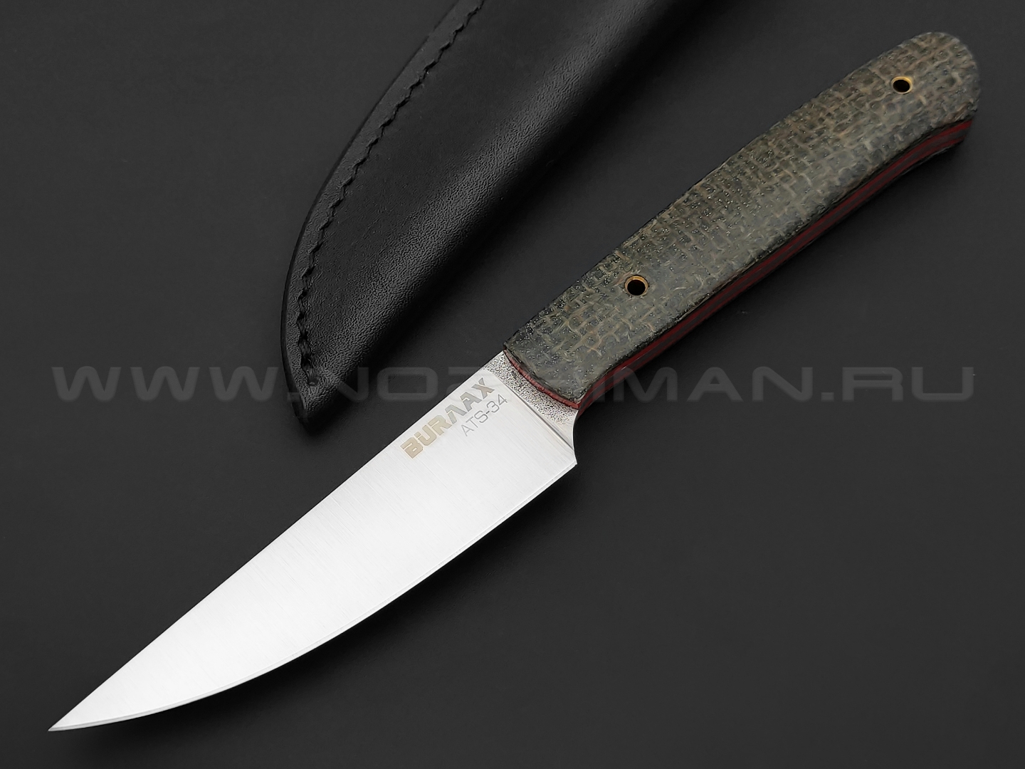 Нож Burlax универсал, сталь ATS-34, рукоять коричневая джутовая микарта