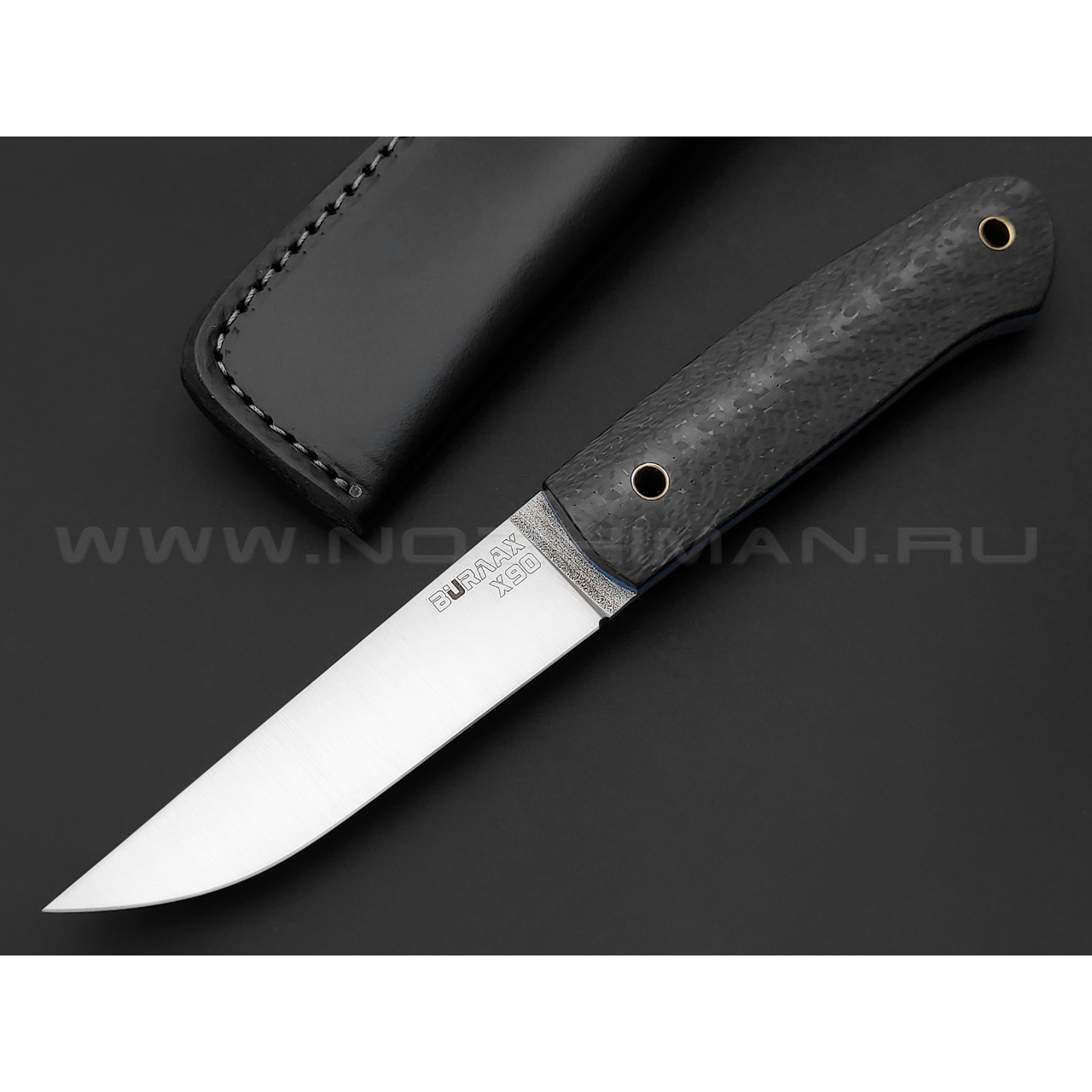 Нож Burlax BX0004 сталь X90, рукоять Carbon fiber, G10 blue