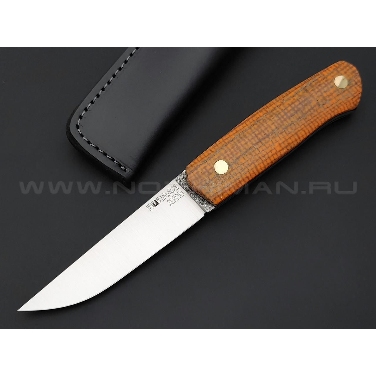 Нож Burlax BX0046 сталь X90, рукоять оранжевая джутовая микарта