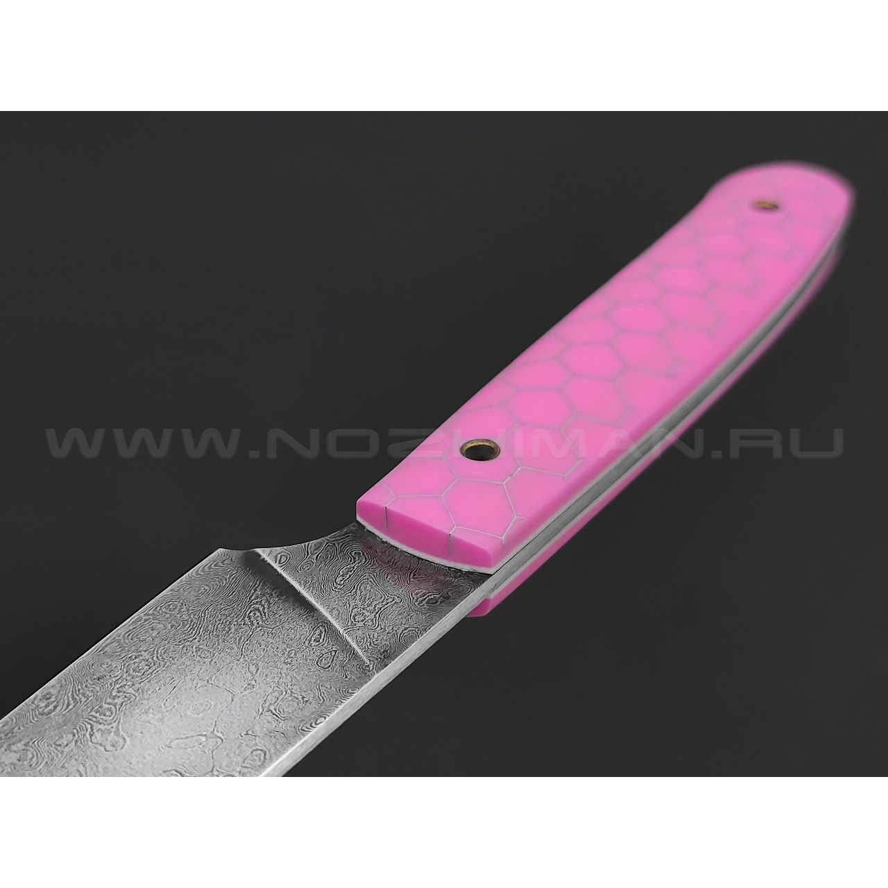 Нож Burlax универсал, сталь Urman дамаск, рукоять C-TEK pink
