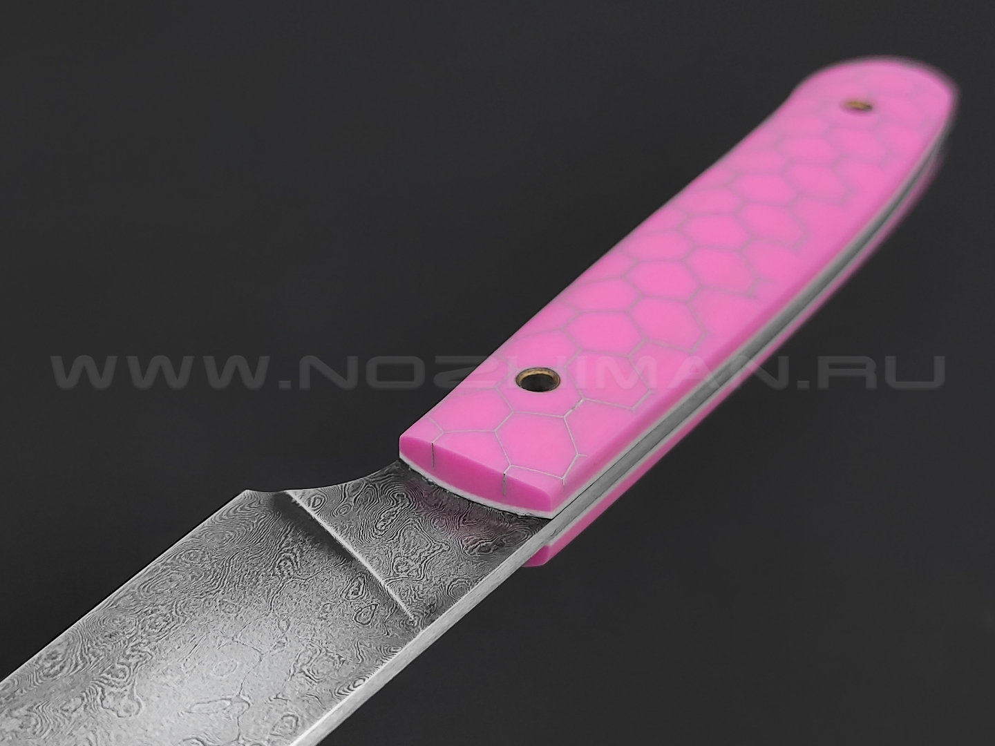 Нож Burlax универсал, сталь Urman дамаск, рукоять C-TEK pink