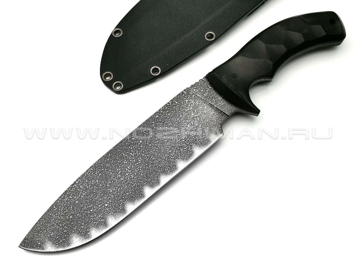 Волчий Век нож Команданте XL Custom сталь PGK WA blackwash, рукоять черная микарта