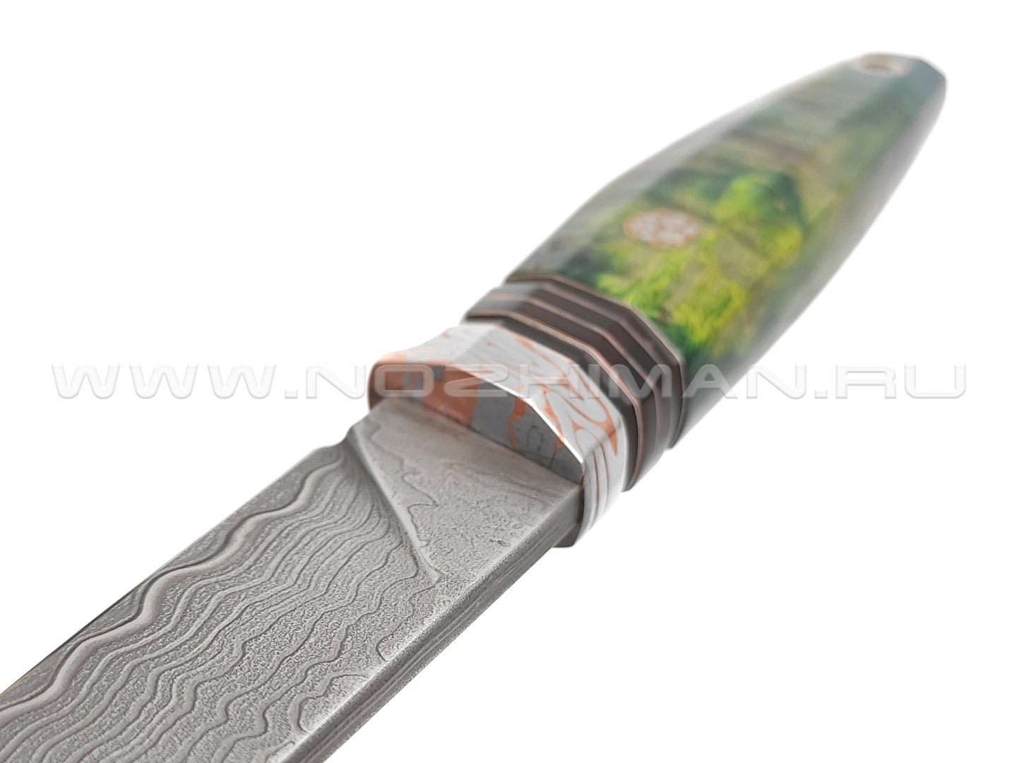 Нож "НЛВ87" ламинат M390, рукоять карельская береза, мокумэ-ганэ (Кузница Васильева)