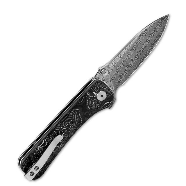 Нож QSP Hawk QS131-Q сталь Damascus, рукоять Aluminium Foil Carbon fiber