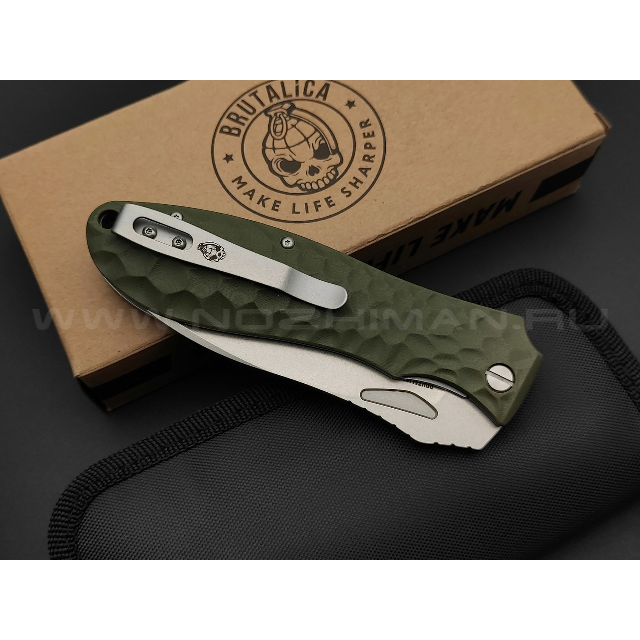 Brutalica нож Ponomar Folder, сталь D2 стоунвош, рукоять G10 olive