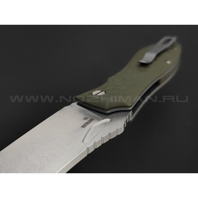 Brutalica нож Ponomar Folder, сталь D2 стоунвош, рукоять G10 olive