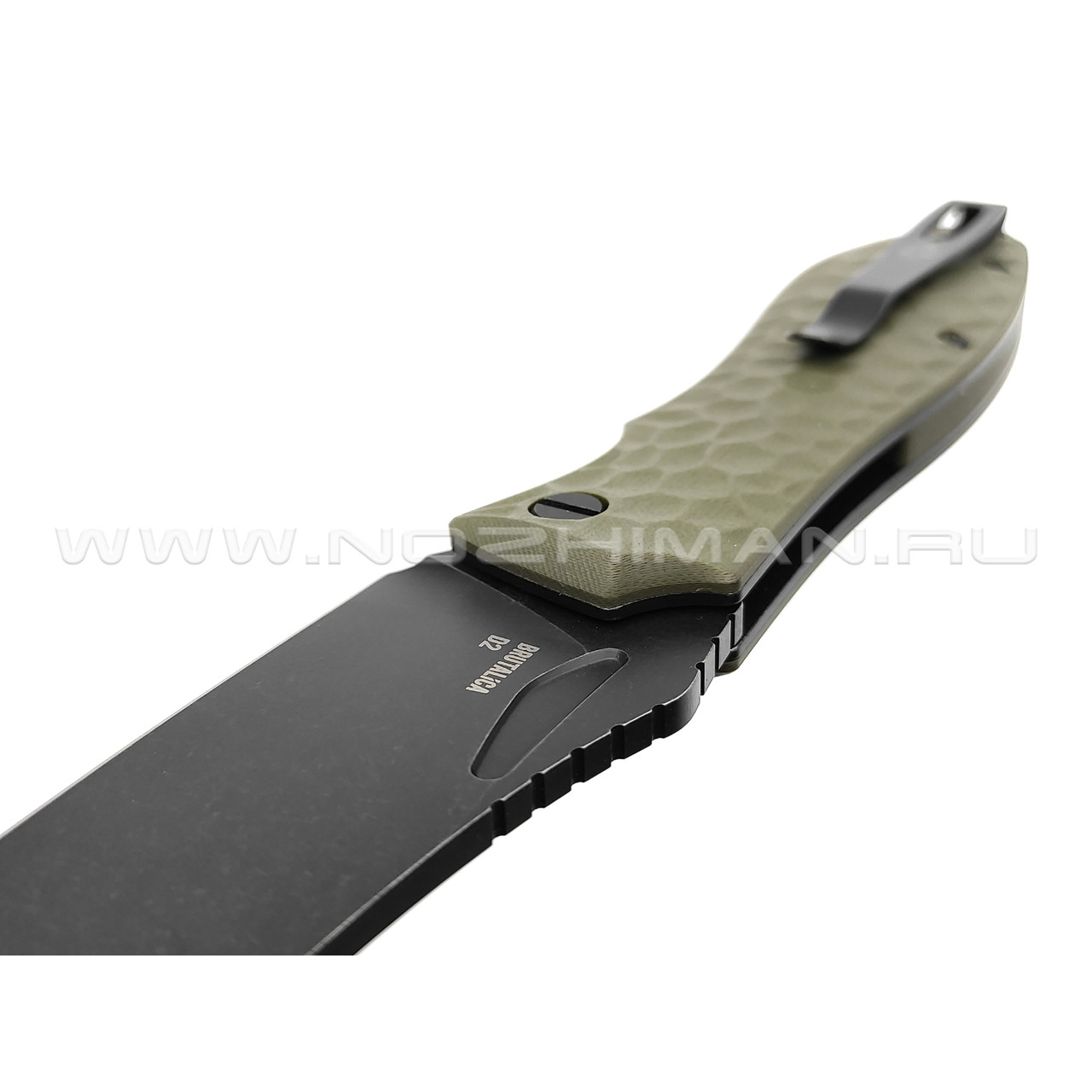 Brutalica нож Ponomar Folder, сталь D2 блэквош, рукоять G10 olive