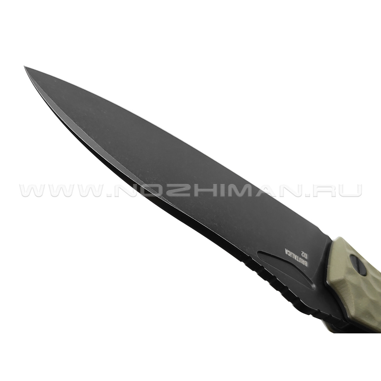 Brutalica нож Ponomar Folder, сталь D2 блэквош, рукоять G10 olive