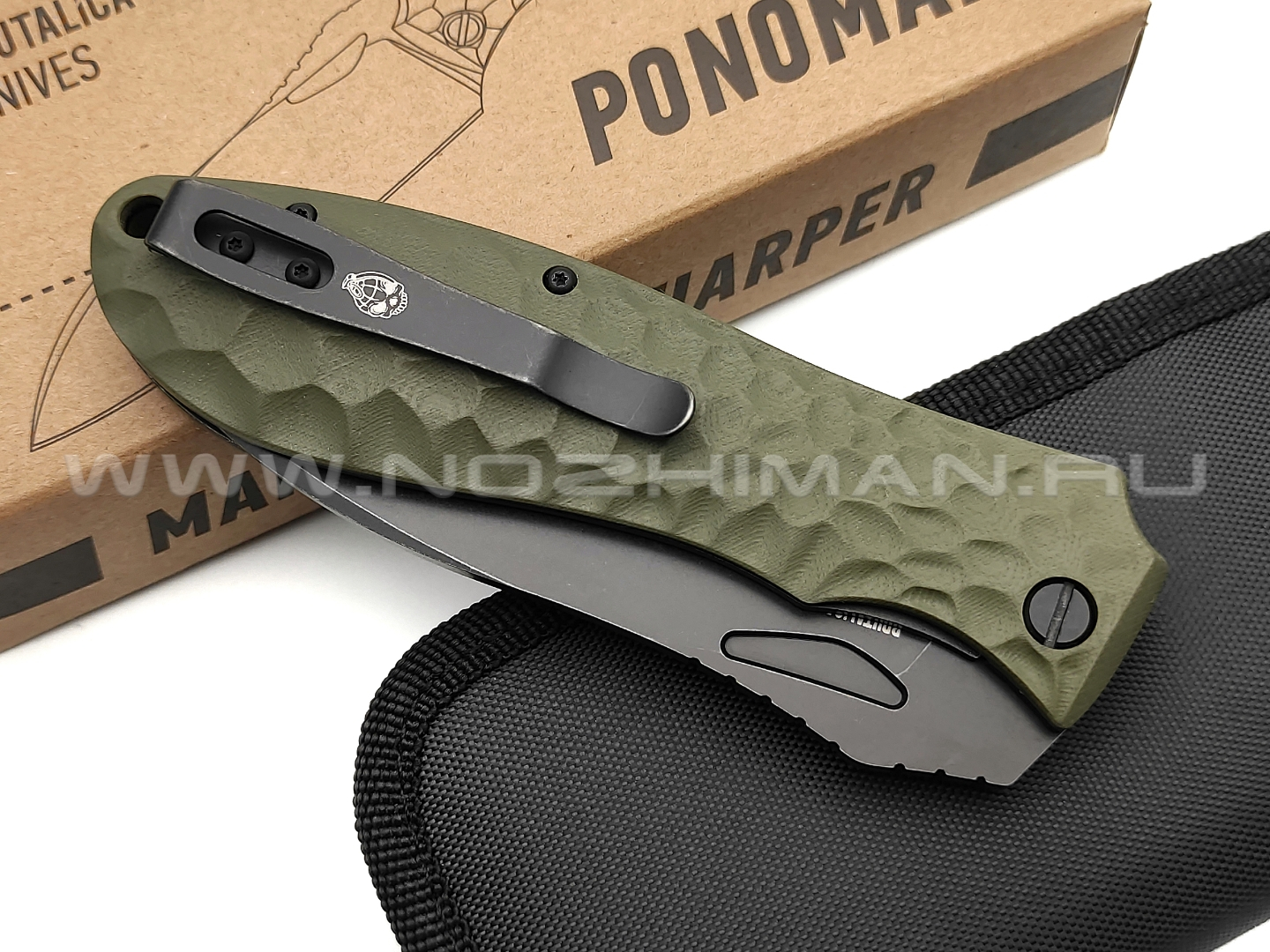Brutalica нож Ponomar Folder, сталь D2 blackwash, рукоять G10 olive