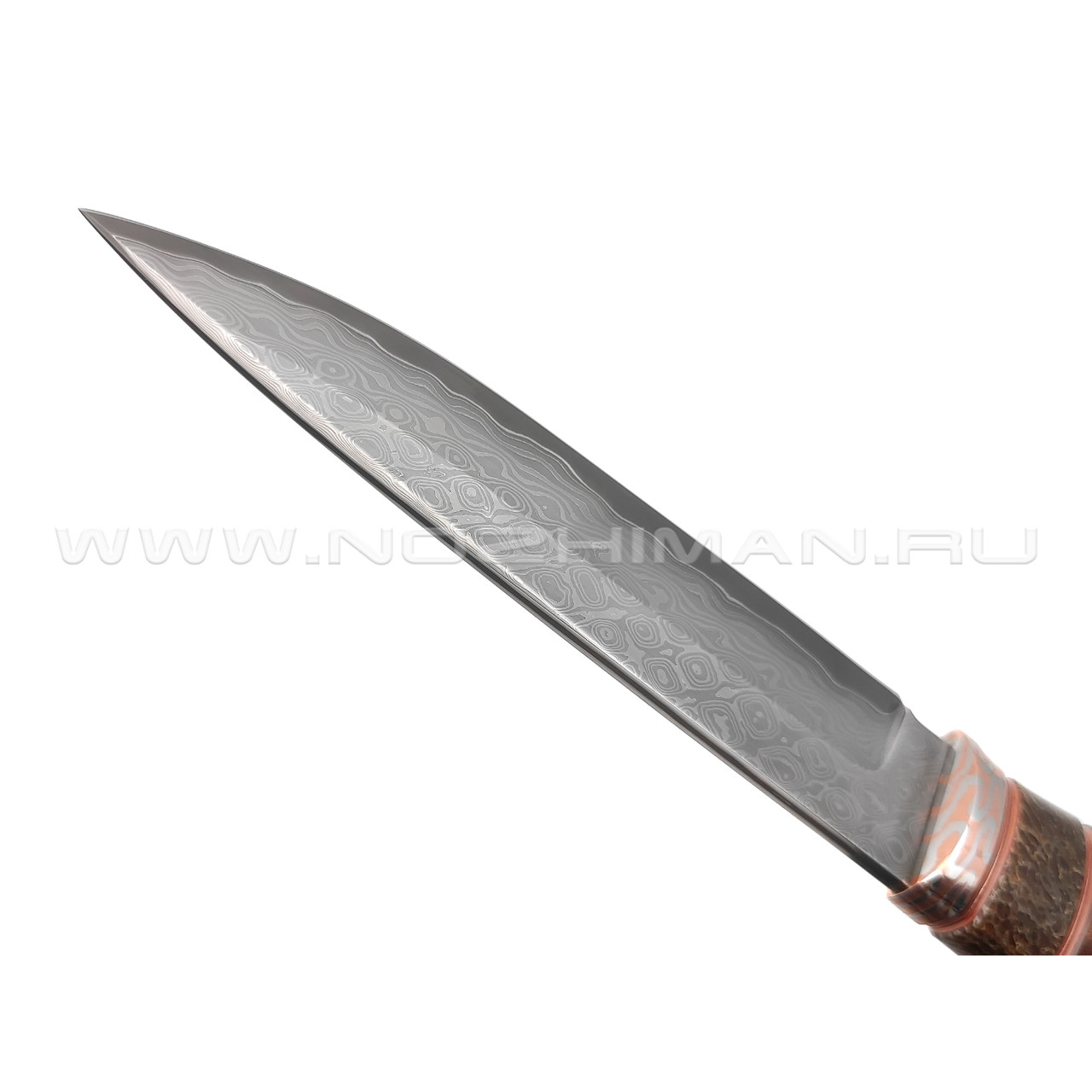 Кузница Васильева нож "НЛВ106" ламинат S390, рукоять палисандр, позвонок кита, мокумэ-ганэ