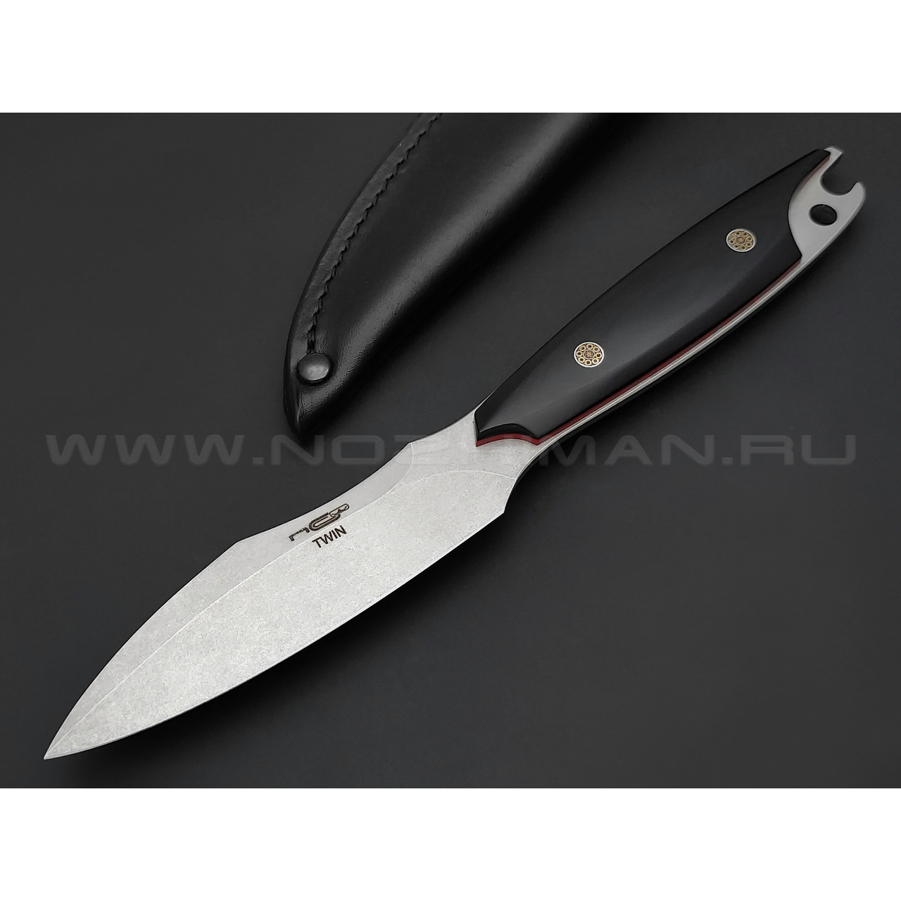 N.C.Custom нож Twin сталь Niolox стоунвош, рукоять G10 black