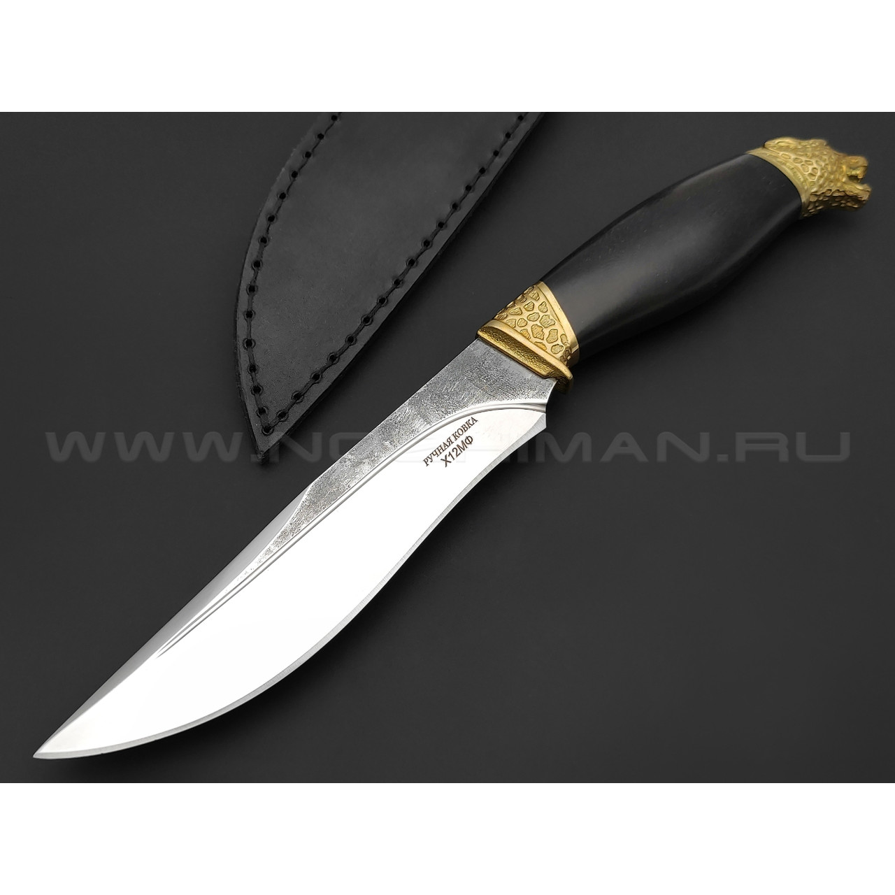 Kizlyar knife нож Ягуар сталь Х12МФ, рукоять дерево граб, латунь
