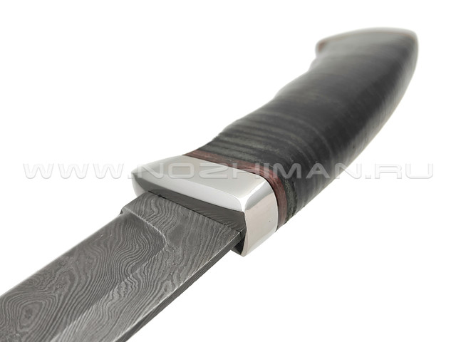 Нож "Кобра-2" дамасская сталь, рукоять наборная кожа (Титов & Солдатова)