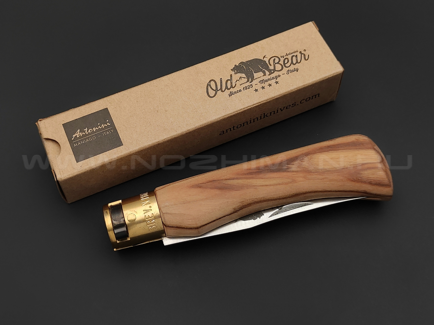 Нож Antonini Old Bear Classical Olive L 9306/21_LU углеродистая сталь C70 рукоять олива, латунь