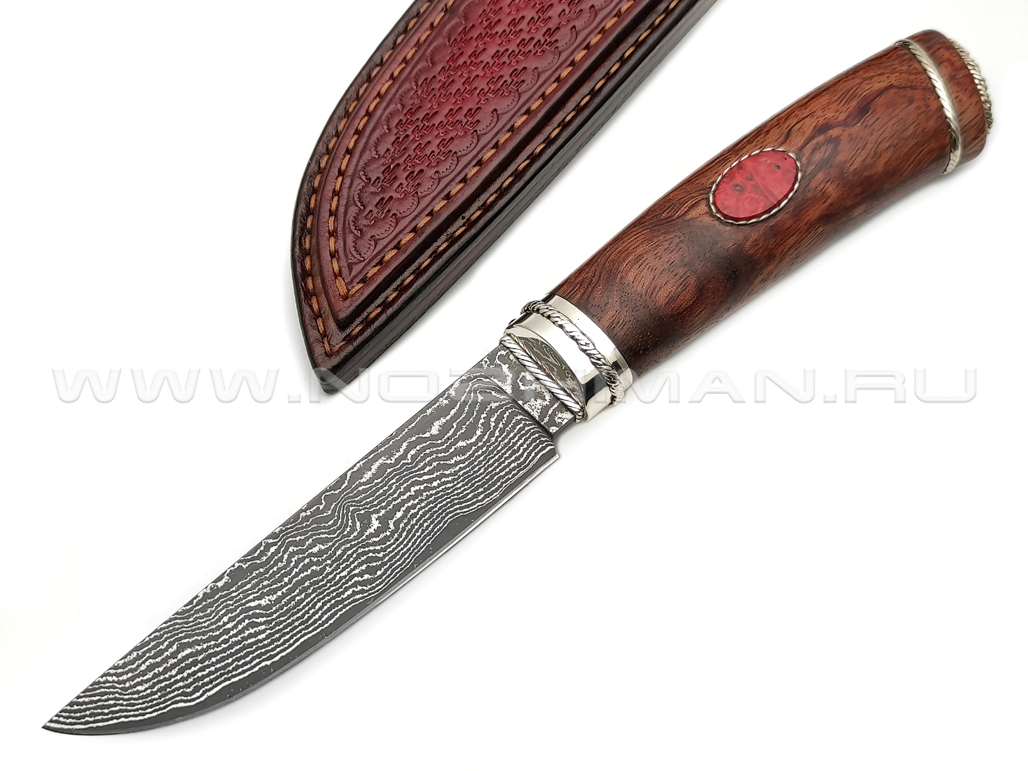 Нож "SHAD02" ламинат K390, рукоять бубинга, серебро, рубин (Сергей Шадрин)
