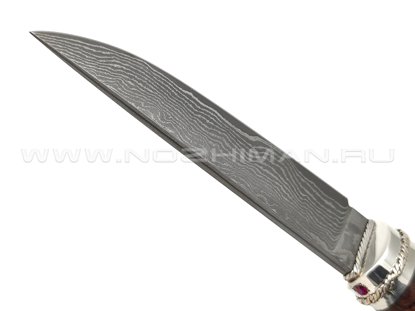 Нож "SHAD02" ламинат K390, рукоять бубинга, серебро, рубин (Сергей Шадрин)