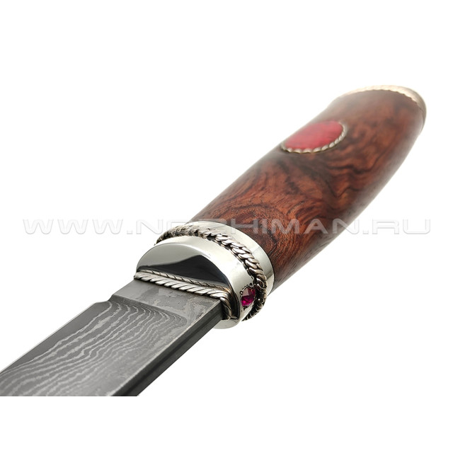 Нож "SHAD02" ламинат K390, рукоять бубинга, серебро, рубин (Сергей Шадрин)