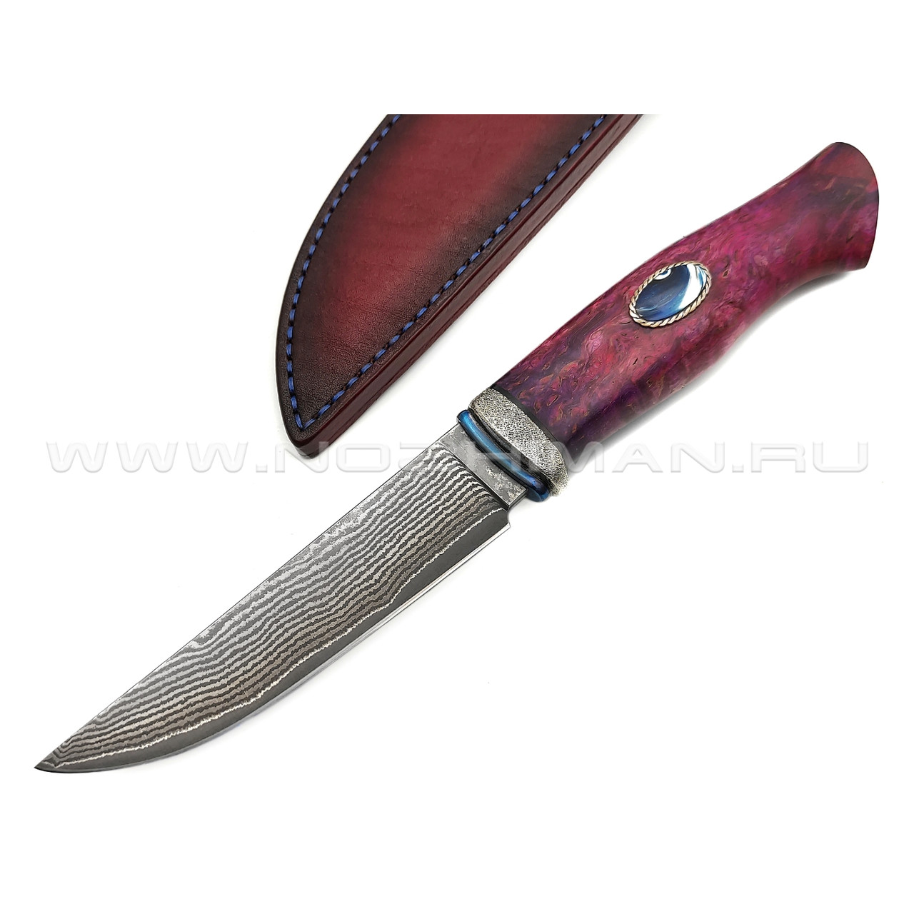 Нож "SHAD01" ламинат PGK, рукоять карельская берёза, титан, серебро (Сергей Шадрин)