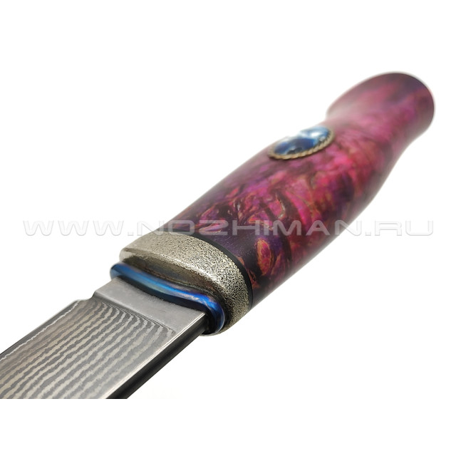 Нож "SHAD01" ламинат PGK, рукоять карельская берёза, титан, серебро (Сергей Шадрин)