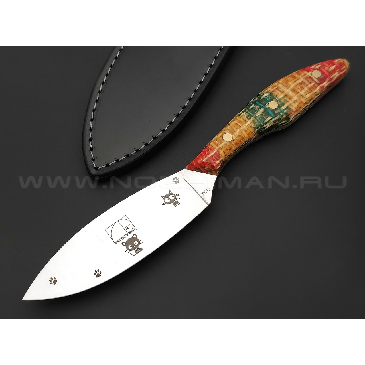 Золотое Сечение нож Загадочная Лагерта - Котики, сталь N690, рукоять Микарта