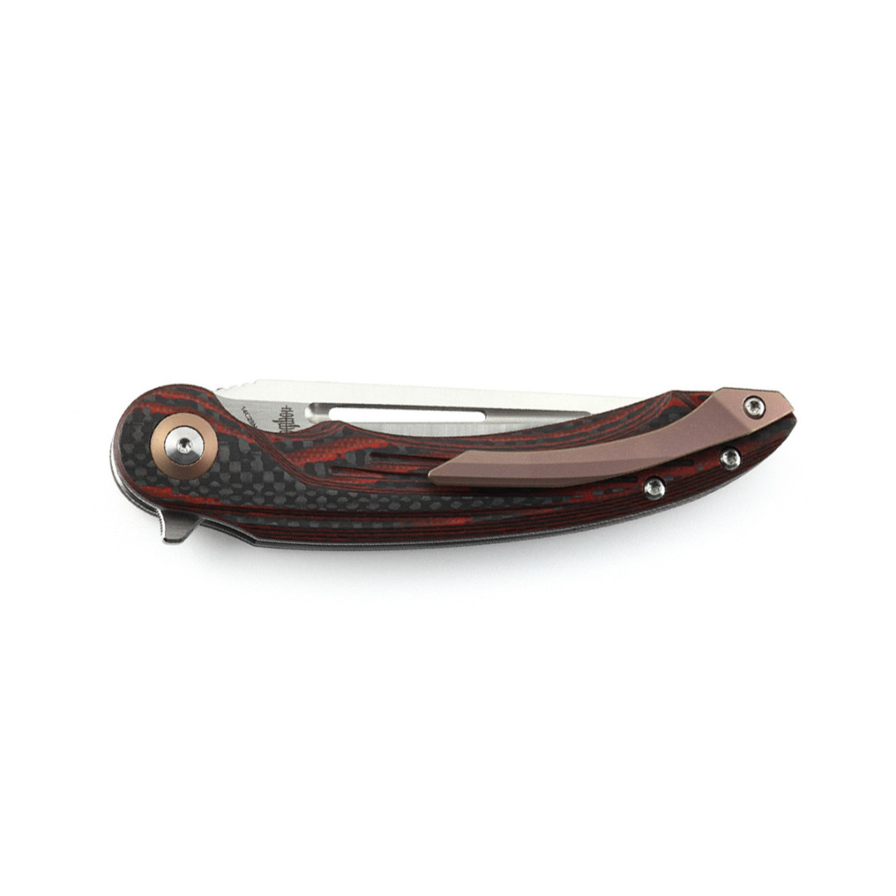 Нож Bestech Irida BG25E сталь 14C28N, рукоять Carbon fiber, G10 Red, титан 6AL4V