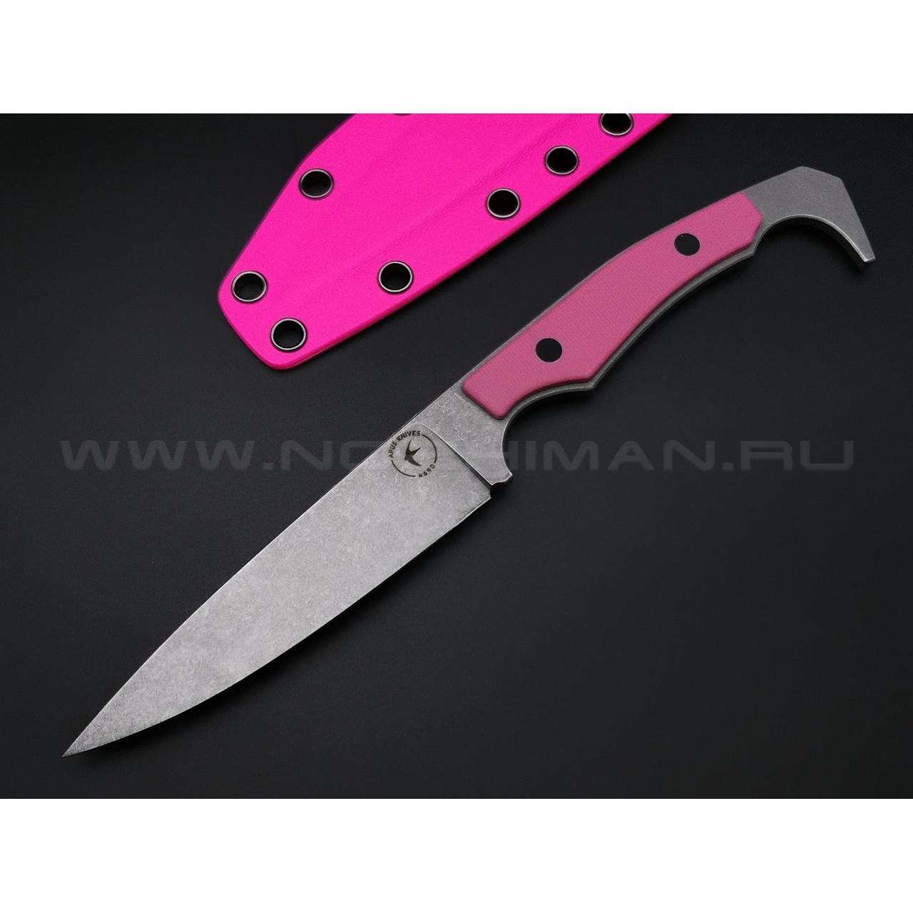 Апус нож Триггер Кастом сталь N690, рукоять G10 розовый, кайдекс розовый