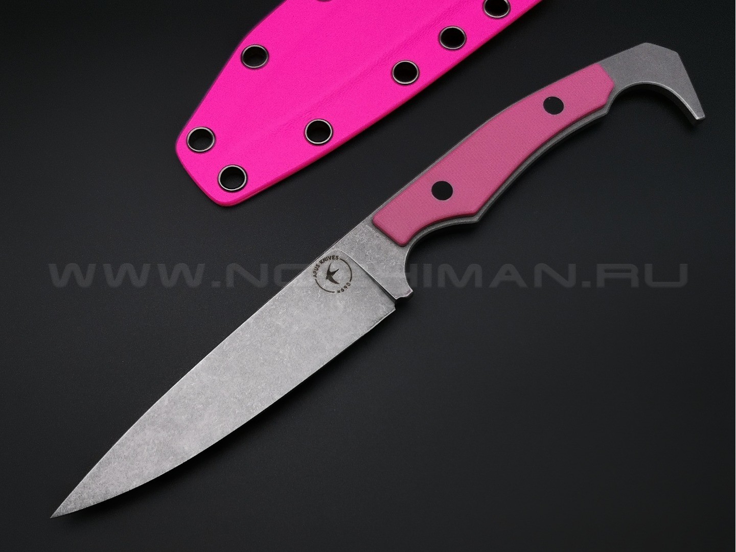 Apus Knives нож Trigger Custom сталь N690, рукоять G10 pink, Kydex pink