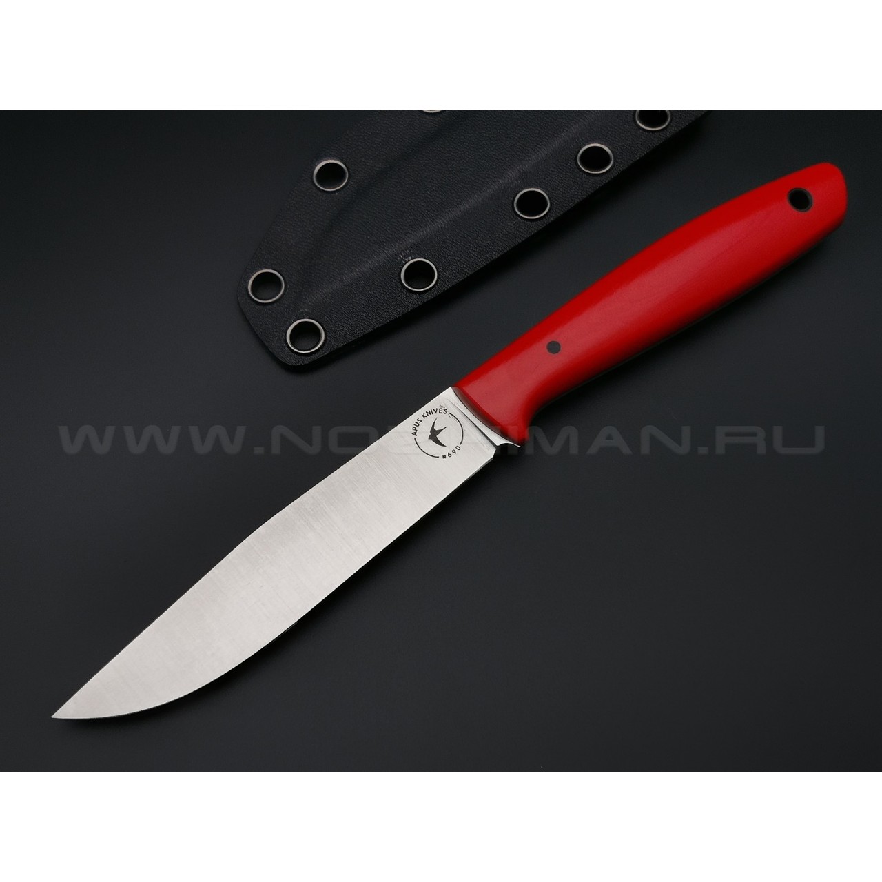 Апус нож Зубочистка сталь N690, рукоять G10 красный