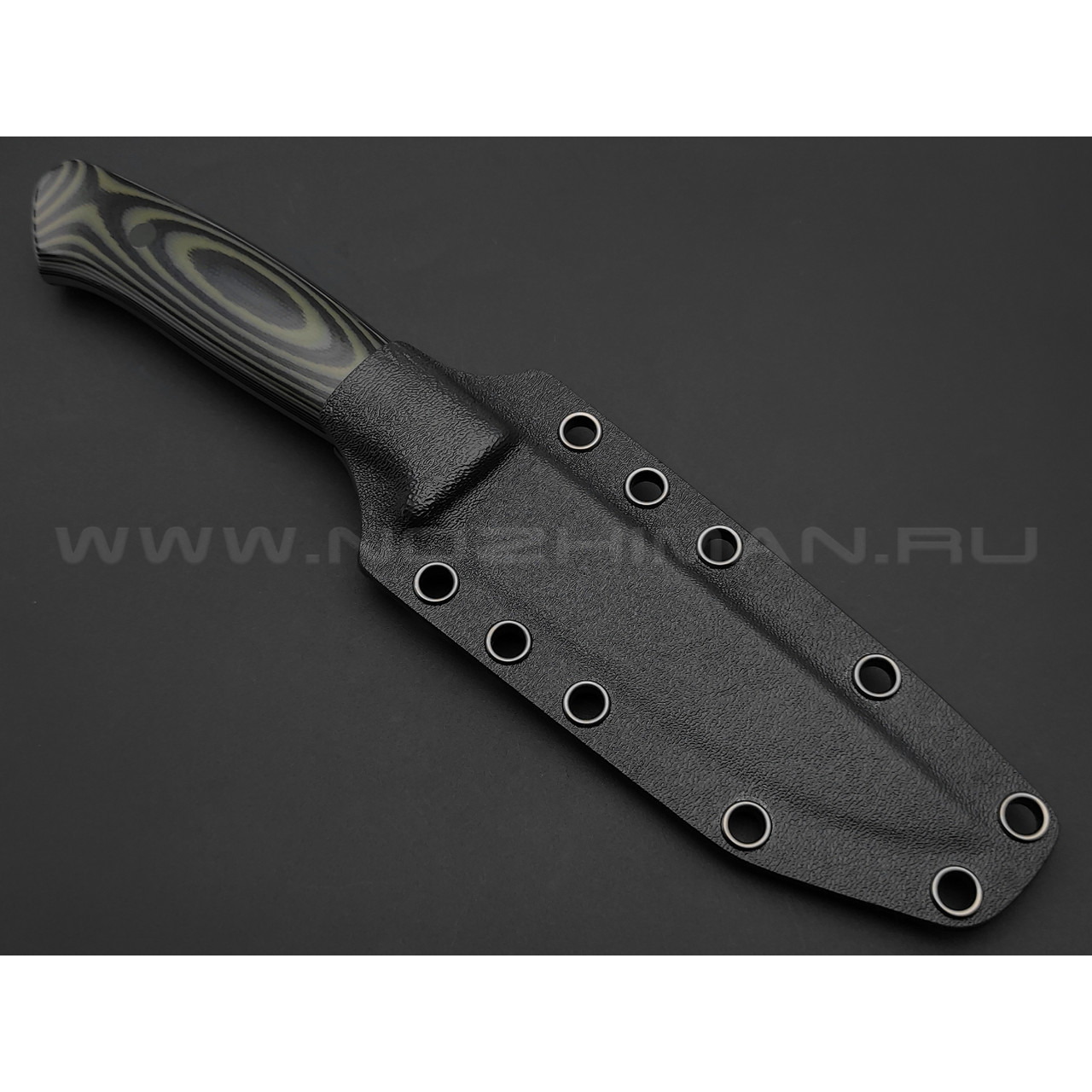 Апус нож Фишман сталь N690, рукоять G10 чёрно-зеленый