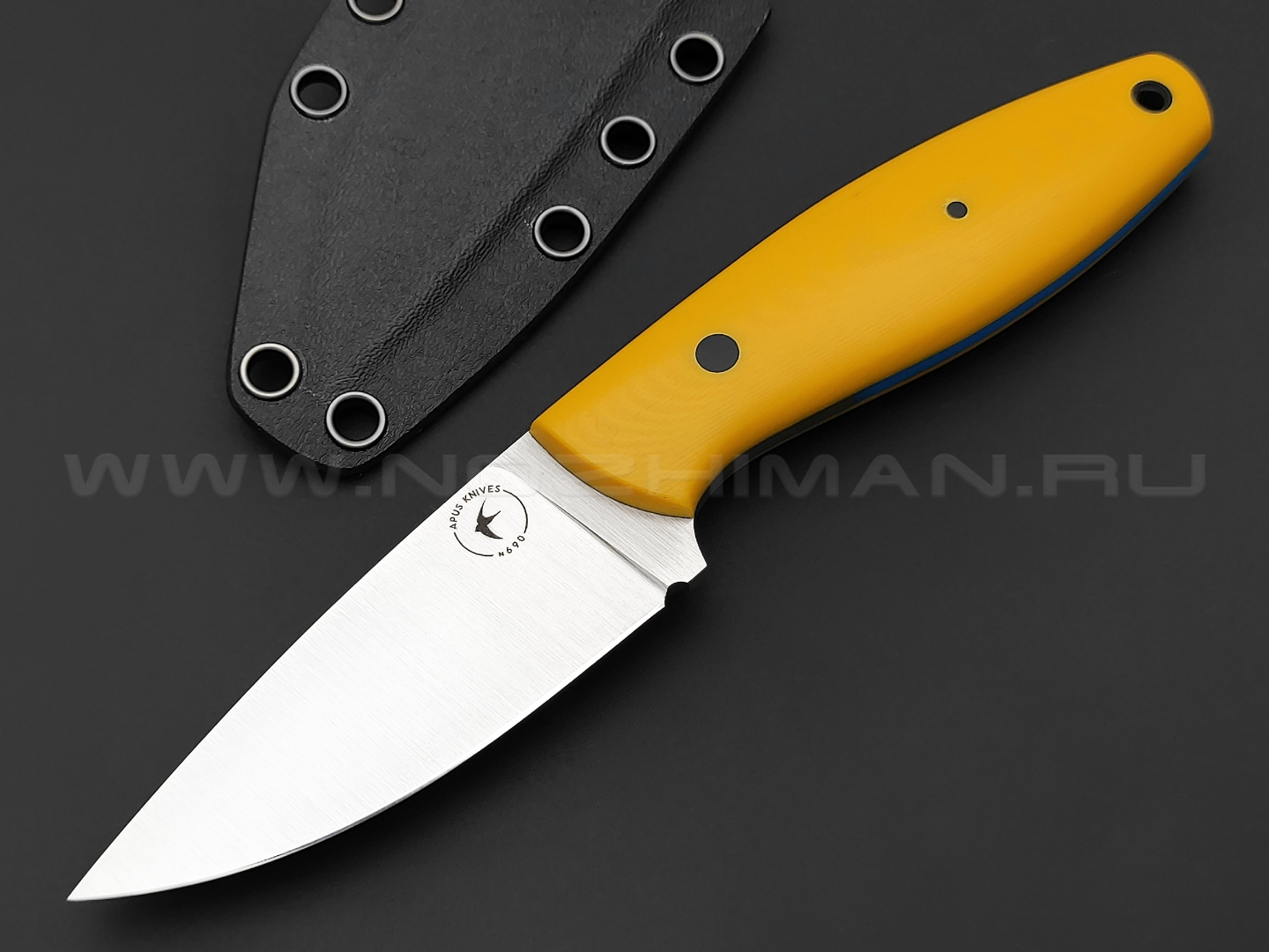 Apus Knives нож Shorty сталь N690, рукоять G10 yellow