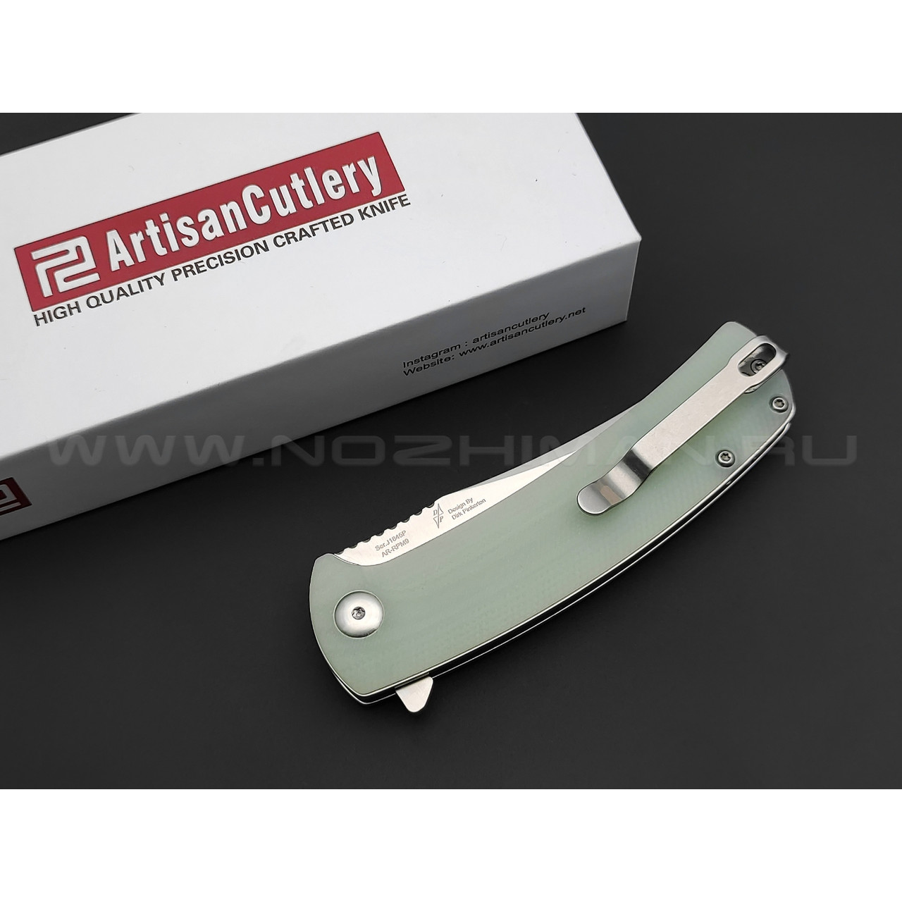Нож Artisan Cutlery Arroyo 1845P-NTG сталь AR-RPM9, рукоять G10 Jade