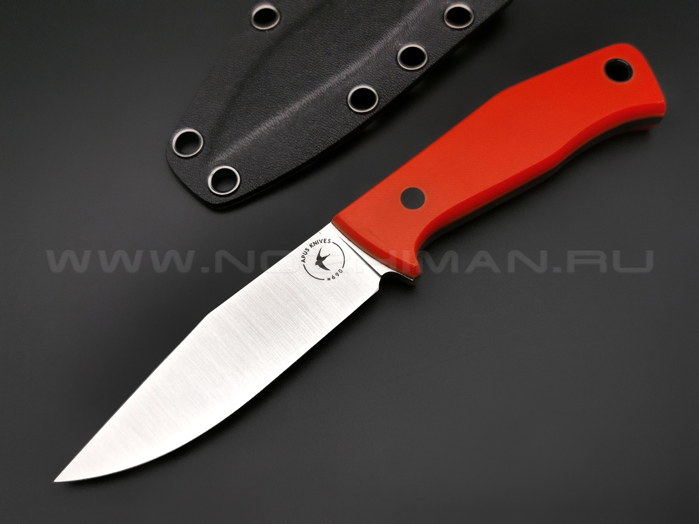 Apus Knives нож Firefly сталь N690, рукоять G10 orange, люминофор