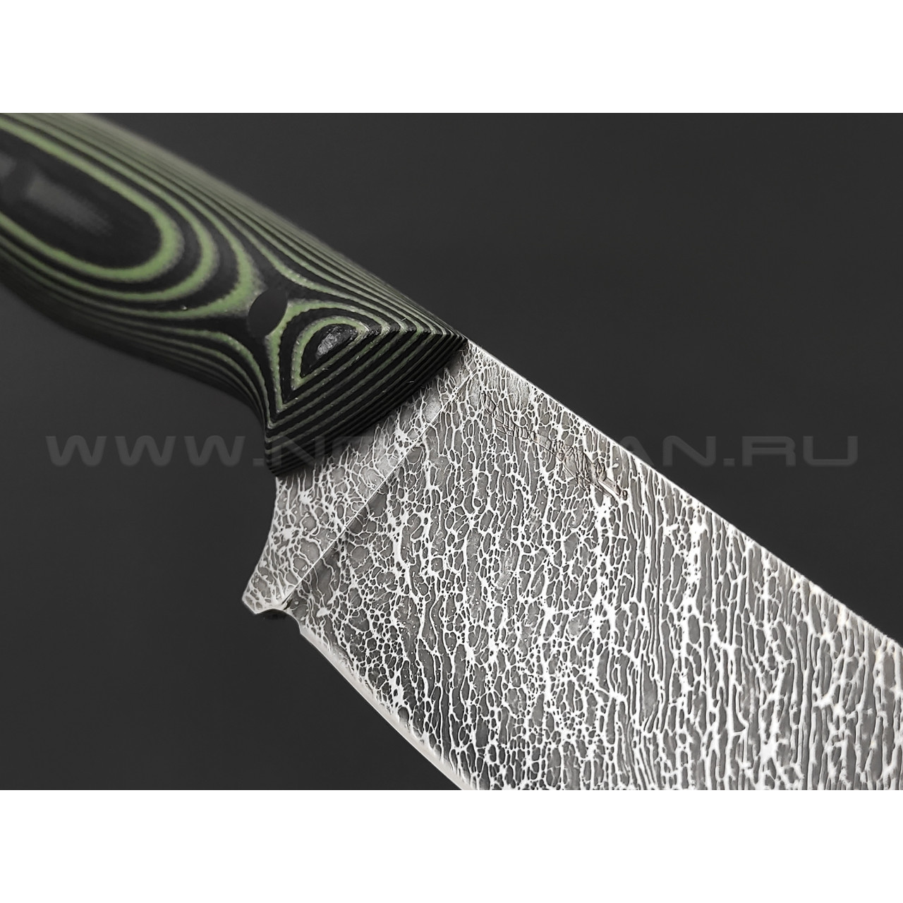 Волчий Век нож Mark-I Custom сталь Niolox WA дамаскаж, рукоять G10 black & green