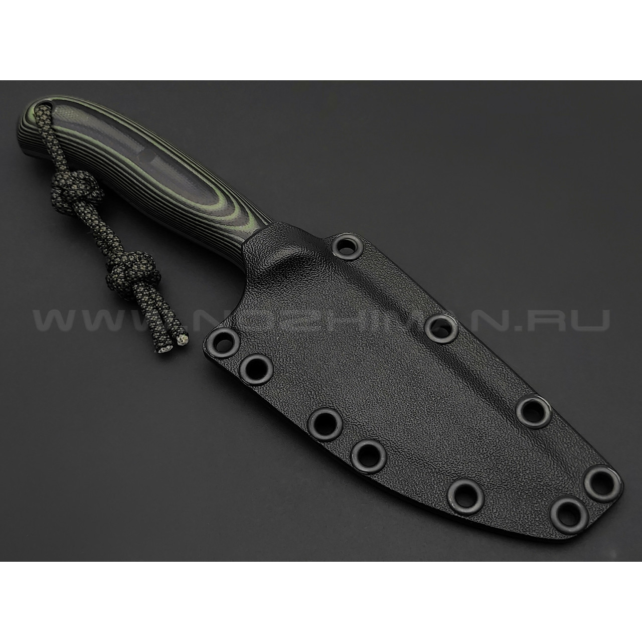 Волчий Век нож Mark-I Custom сталь Niolox WA дамаскаж, рукоять G10 black & green