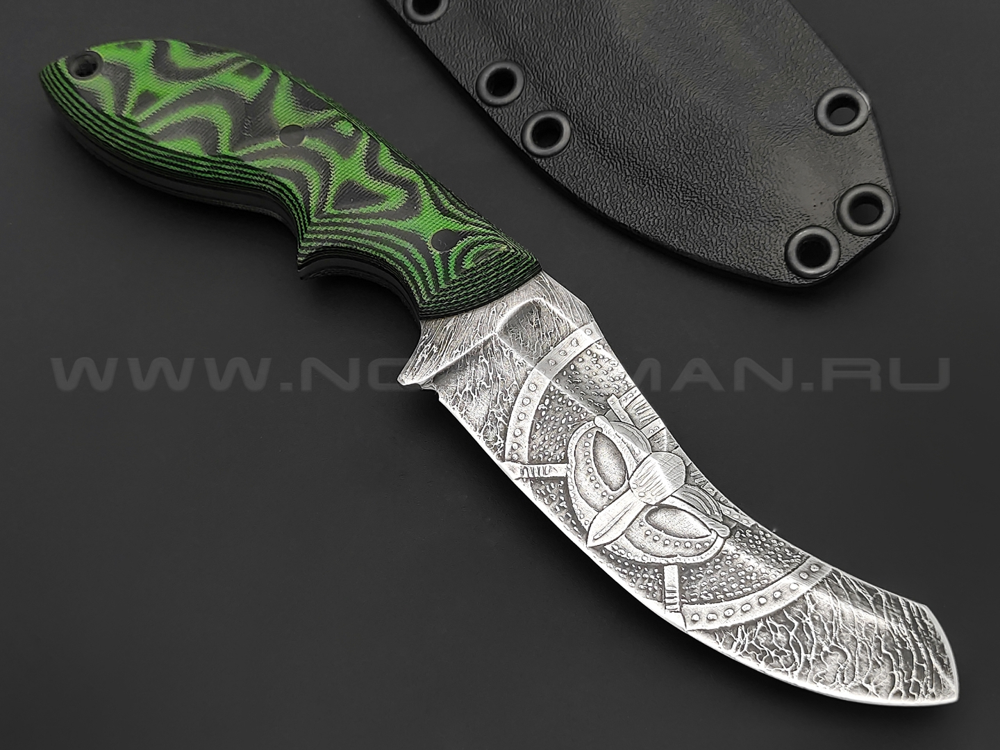Волчий Век нож Кондрат 10 Custom сталь Niolox WA, рукоять G10 black & green
