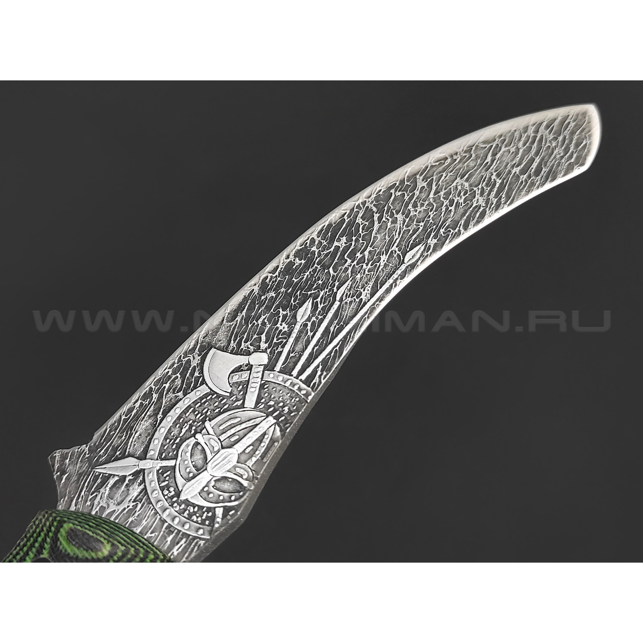 Волчий Век нож Кондрат 10 Custom сталь Niolox WA, рукоять G10 black & green