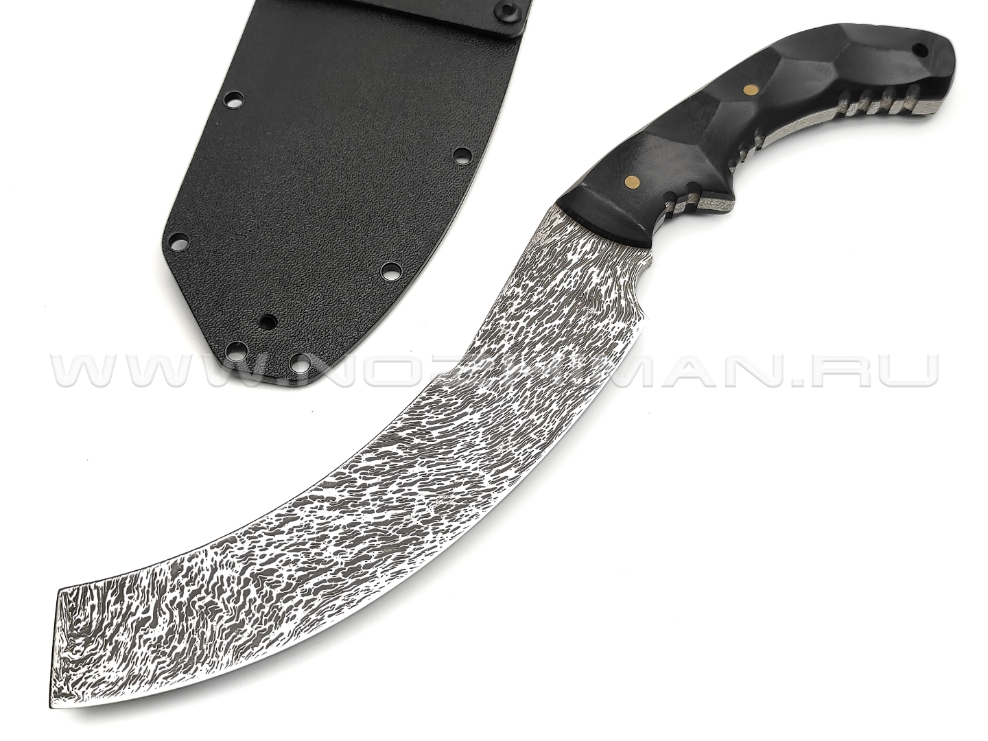 Волчий Век нож Кондрат 18 Custom сталь PGK WA дамаскаж, рукоять G10 black