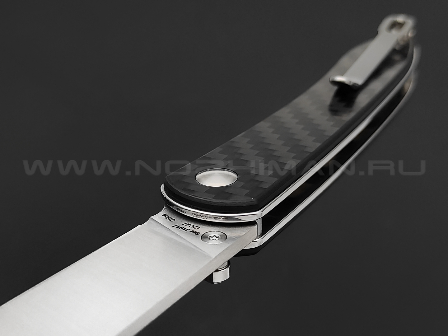 Нож CJRB Ria J1917-CF сталь 12C27, рукоять Carbon fiber