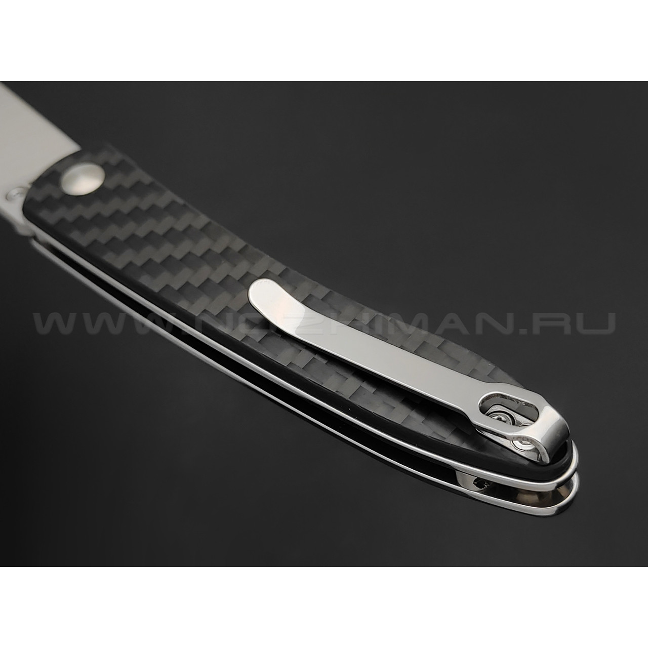 Нож CJRB Ria J1917-CF сталь 12C27, рукоять Carbon fiber