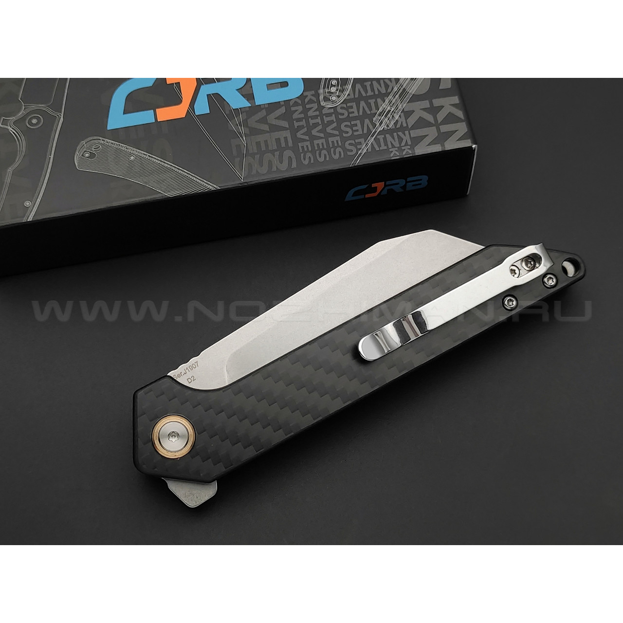 Нож CJRB Rampart J1907-CF сталь AR-RPM9, рукоять Carbon fiber