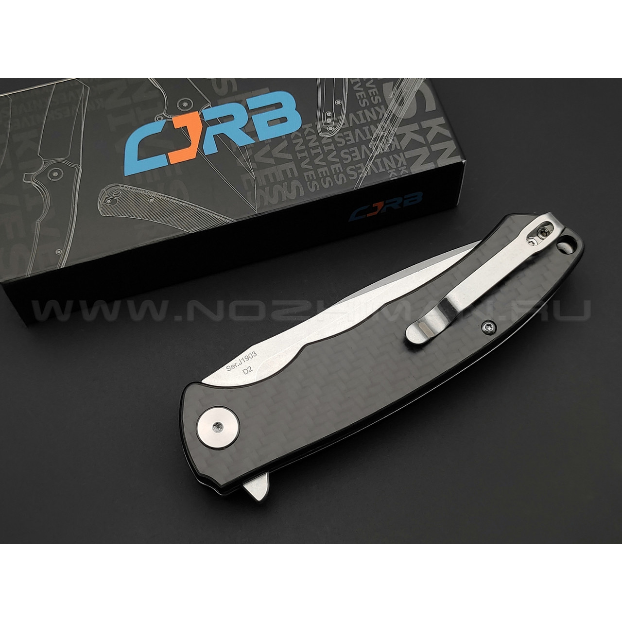 CJRB складной нож Taiga J1903-CF сталь AR-RPM9 стоунвош, рукоять Карбон