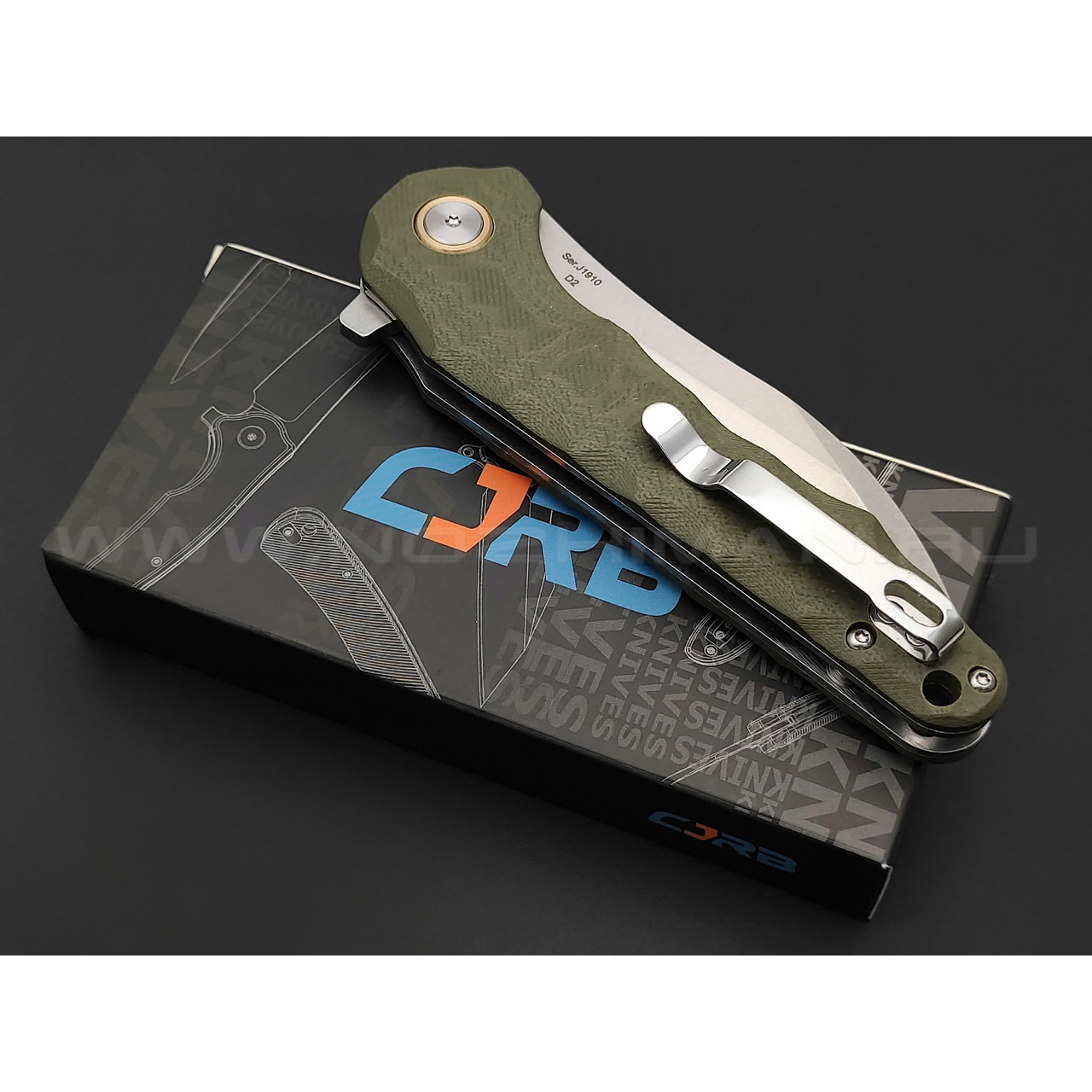 Нож CJRB Mangrove J1910-GNC сталь D2, рукоять G10 green