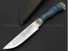 Нож "Тигр-М" дамасская сталь, рукоять карельская береза, мельхиор (Фурсач А. А.)