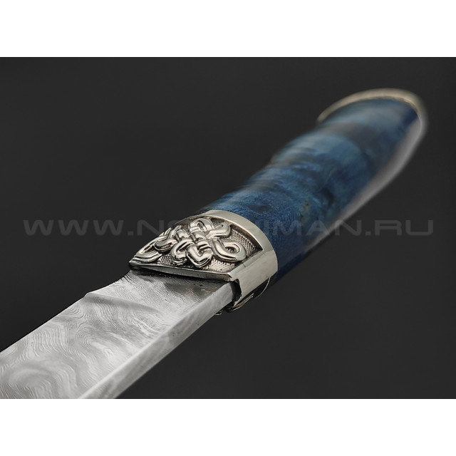 Нож "Тигр-М" дамасская сталь, рукоять карельская береза, мельхиор (Фурсач А. А.)